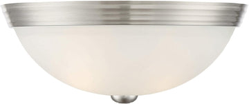 Flush Mount with White Glass, 13"