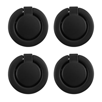 4Pcs Flush Ring Pull Round Recessed Pull Handle Knob (Matte Black)