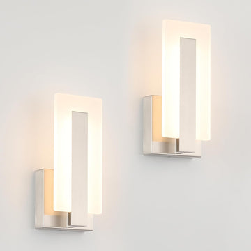Modern LED Wall Sconce Set of 2, Hardwired 3000K Warm White Light Wall Lights, 7W Up and Down Wall Mount Light, 9.76