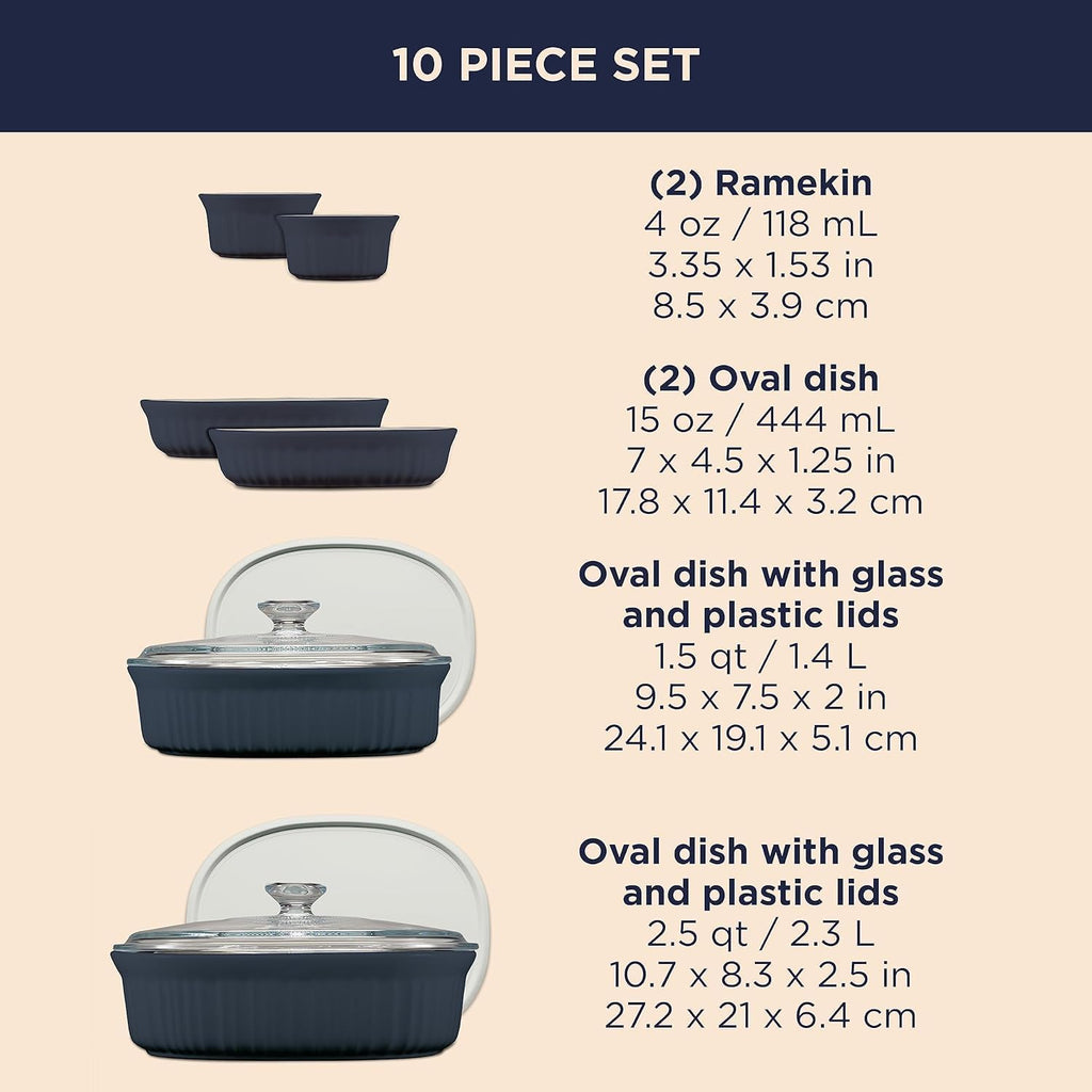 Ceramic Bakeware Set with Lids Chip and Crack Resistant Stoneware Dish, Microwave, Dishwasher, Oven, Freezer and