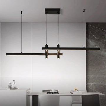 Modern Black Linear Pendant Lights Kitchen Island Lighting Minimalist Led Chandeliers Pool Table Light Dimmable