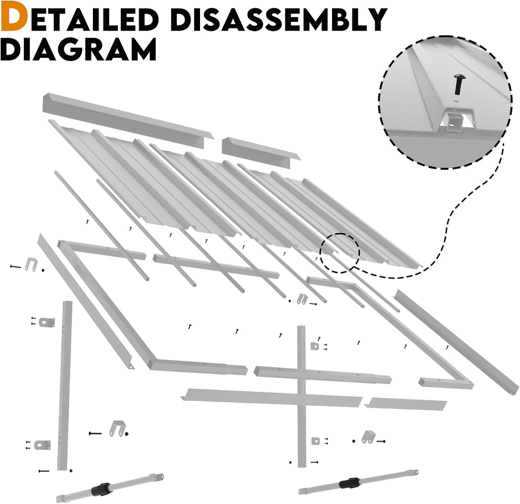 Metal Awning for Door Entrance, 41x24 Inches Adjustable Angle Window Awnings , Sunsetter Shade Canopy Outdoor