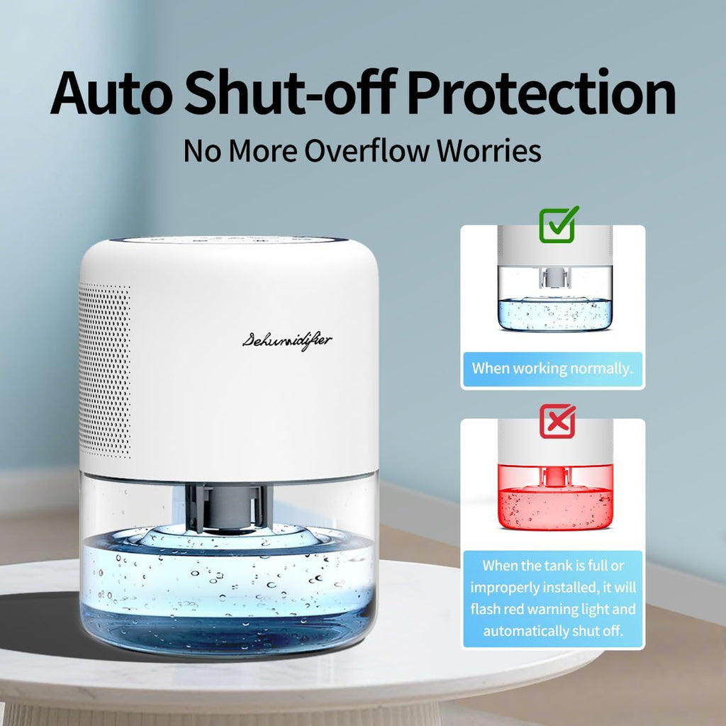 44oz(1.3L) Small Dehumidifier for Home Auto