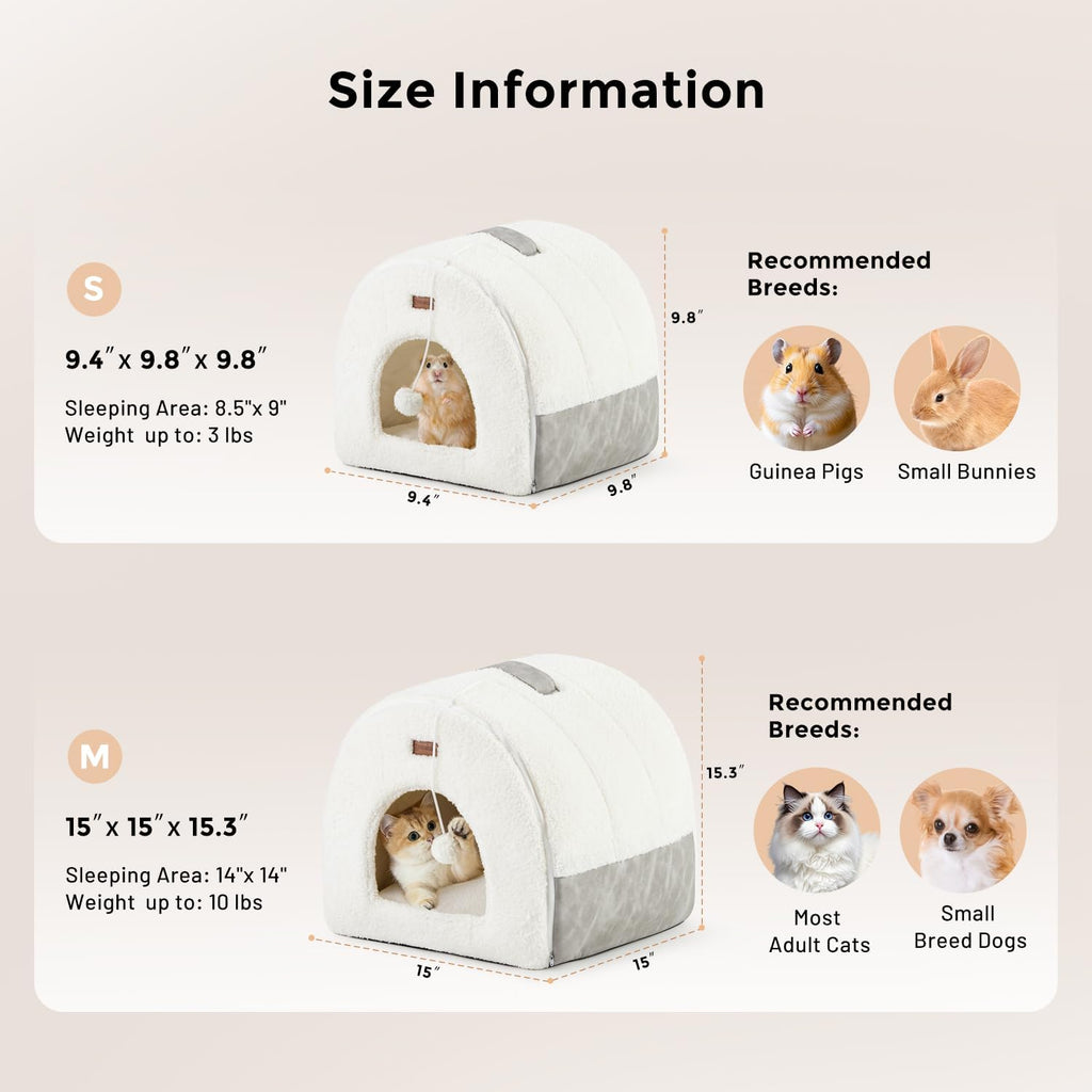 Cat Bed Cave for Indoor Cats - 2 in 1 Cat Cave for Kittens and Small Pets with Removable Washable Cushioned Pillow