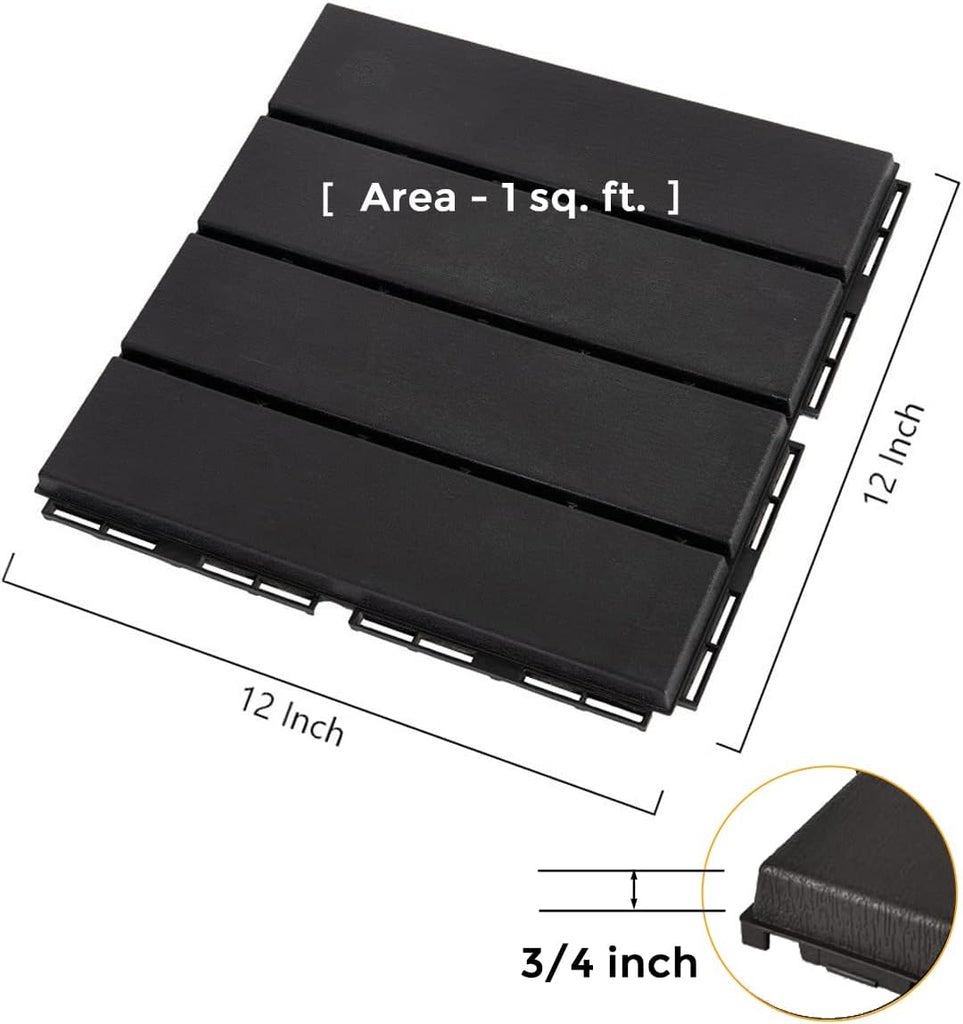 Interlocking Deck Tiles Plastic Waterproof Outdoor Flooring 12" x 12" for Patio Garden Deck Poolside Indoor Outdoor, 10