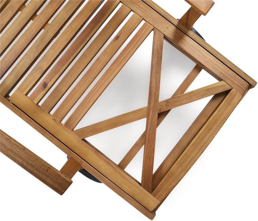 Outdoor Acacia Wood Chaise Lounge, Teak Finish