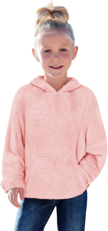 Toddler Girls Fuzzy Fleece Hoodies Kids Pullover Sweatshirts
