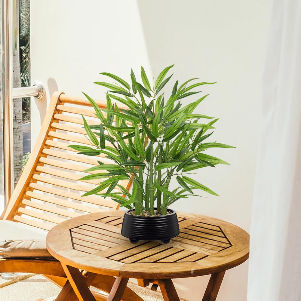 Artificial Bamboo in Black Ceramic Potted Fake Bamboo Plant