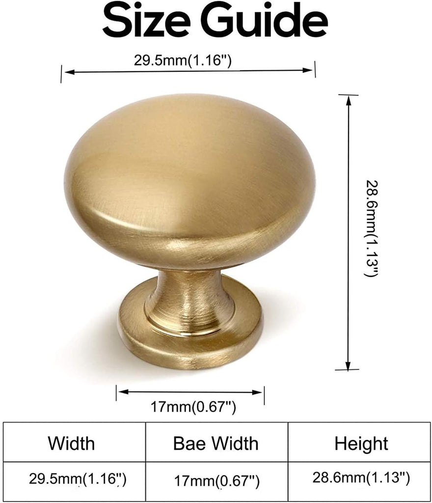 10 Pack Solid Drawer Knob Warm Gold Kitchen Cabinet Knob Champagne Bronze,Euro Style Dresser Knob Antique Brass