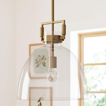Leigh Pendant Lighting, Hanging Ceiling Light with Oversized Glass Shade and Adjustable Cord, for Kitchen Island or