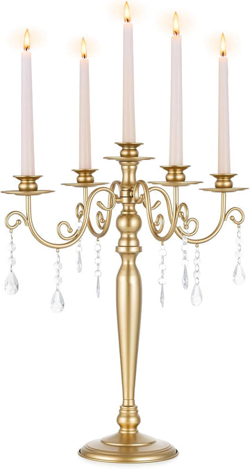 Gold Candelabra Candle Holder: 5 Arm Candelabras Centerpiece Table Decorationsandleholders for Dining Table