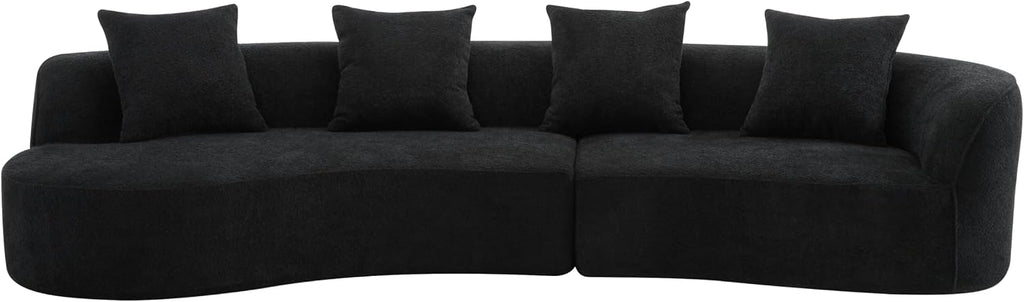 126 Inch Curved Sectional Sofa, Oversized 5-Seater Modern L-Shape Couch with 4 Pillows, Modular Velvet Fabric Sofa