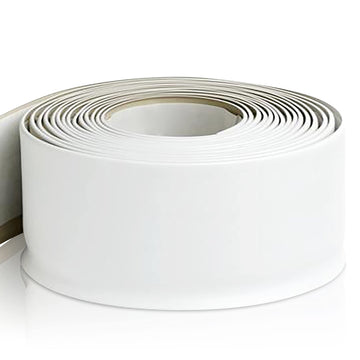 White Vinyl Wall Base 2-1/2 inch X 20 ft - Wall Base Trim with Super Strong Peel and Stick Adhesive Back - Flexible