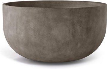 Roco Bowl Indoor/Outdoor Planter, 24x13in River Stone | Handcrafted fiberglass & resin, weatherproof UV/frost