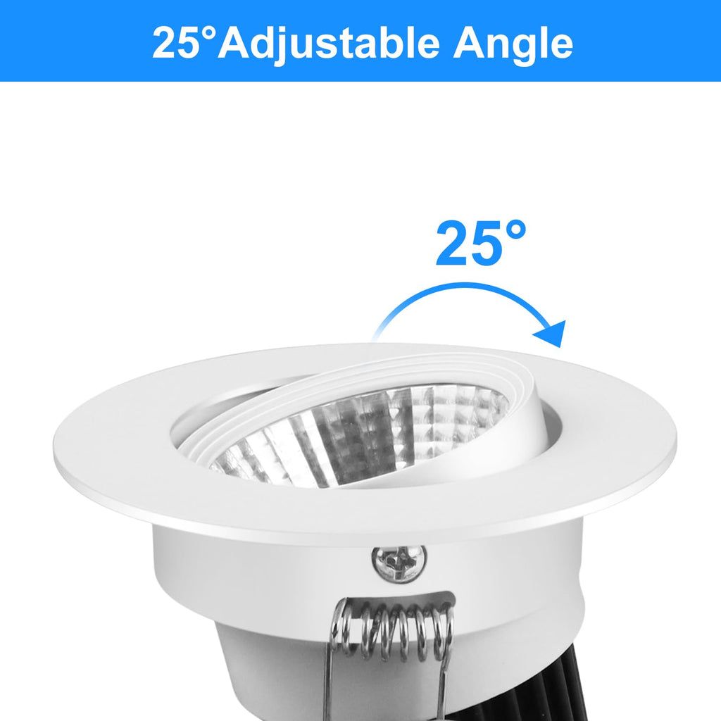 2inch LED Dimmable Downlight, 3W COB Recessed Ceiling Light, Warm White 3000K-3500K, CRI80, 25W 220LM Halogen Bulbs