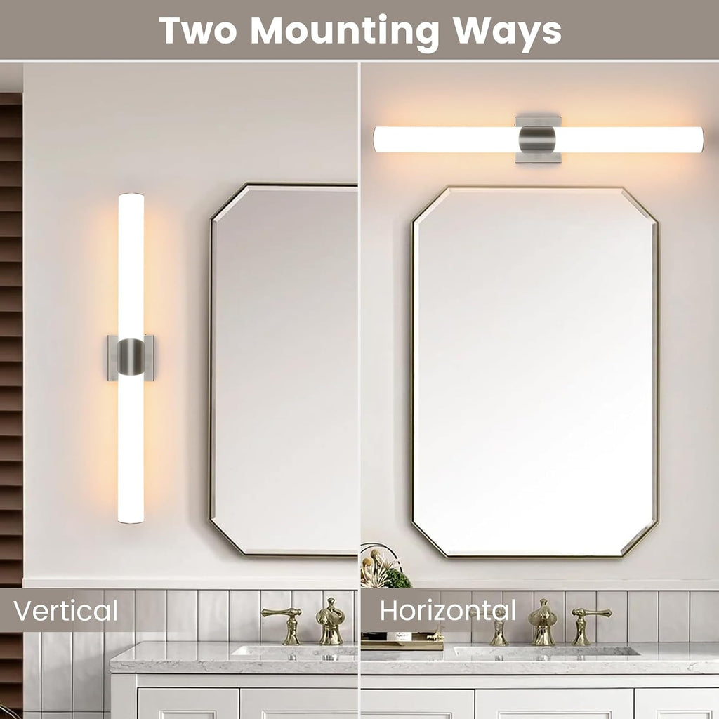 Wall Sconce 30.4 Inch Brushed Nickel Bathroom Sconces Led Wall Lights with Acrylic Shade Hardwired Long Vanity