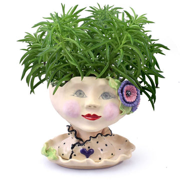 Victorian Lovelies Sculpted Pottery Indoor Head Planter: Dahlia Darling