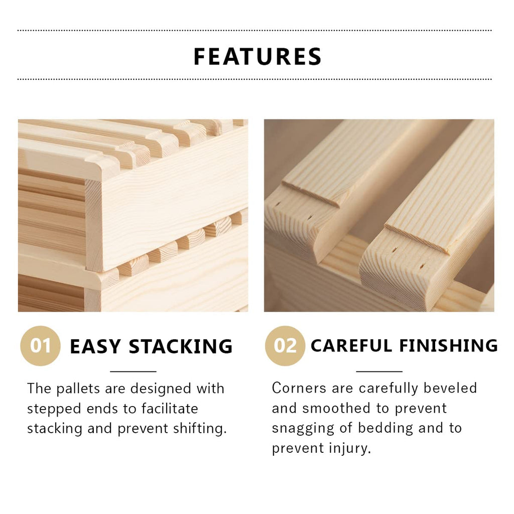 Pallet Bed Slats 4 Pieces (for Additional Purchase) Pine Wood Natural, Japanese Futon Mattress Floor Sleeping Tatami