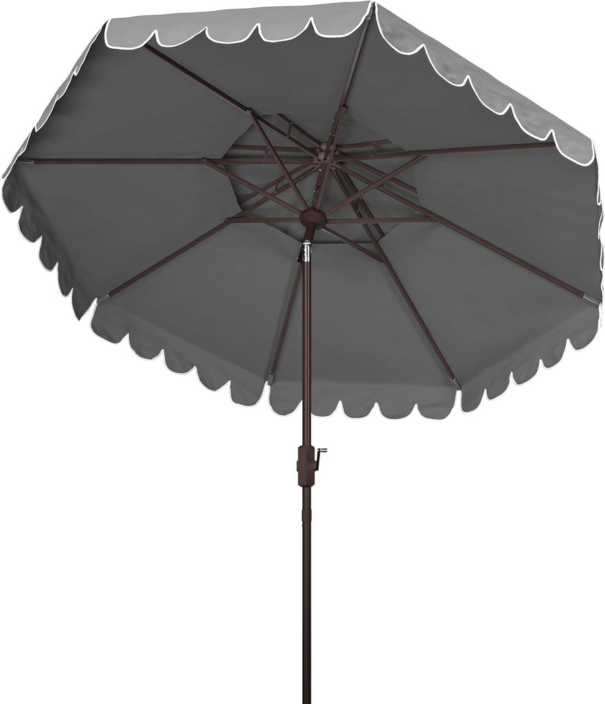 9ft Round Double-Top Patio Umbrella with Crank Lift & UV Protection - Gray
