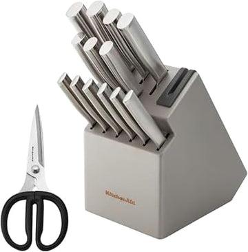 Gourmet Knife Block Set with Built-in Sharpener, 15-Piece, Stainless Steel