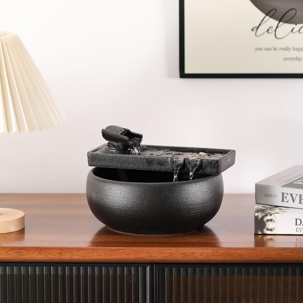 Ceramic Tabletop Fountain and Outdoor Table Desk Office Patio (Ceramic Fountain)