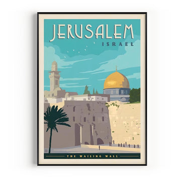 Jerusalem Vintage Travel Poster, Premium Giclee Fine Art Prints - Modern Aesthetic Wall Art Decoration, Eclectic