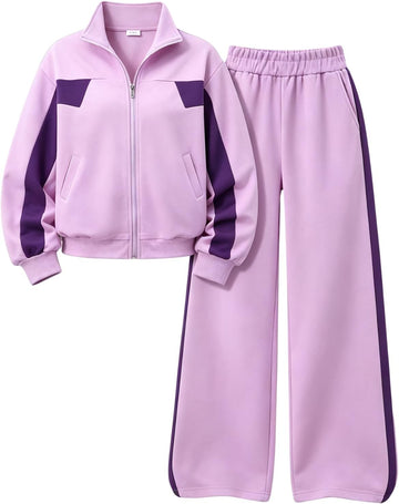 Girls Clothes 2 Piece Zip Up Sweatshirt & Pants Casual Teen Girls Fall Winter Outfit Set