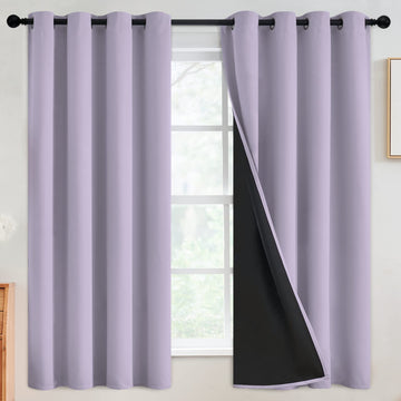 Lilac 100% Blackout Curtains Room Darkening Living Room 63 Inch
