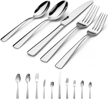 45-Piece Flatware Sets, Silverware Set for 8, Durable Stainless Steel Tableware in Ergonomic Design Size and Weight