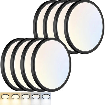 8 Pack LED Flush Mount Ceiling Light, 12Inch 24W, 3000K/3500K/4000K/5000K/6500K 5 Color Temperatures Ceiling Light