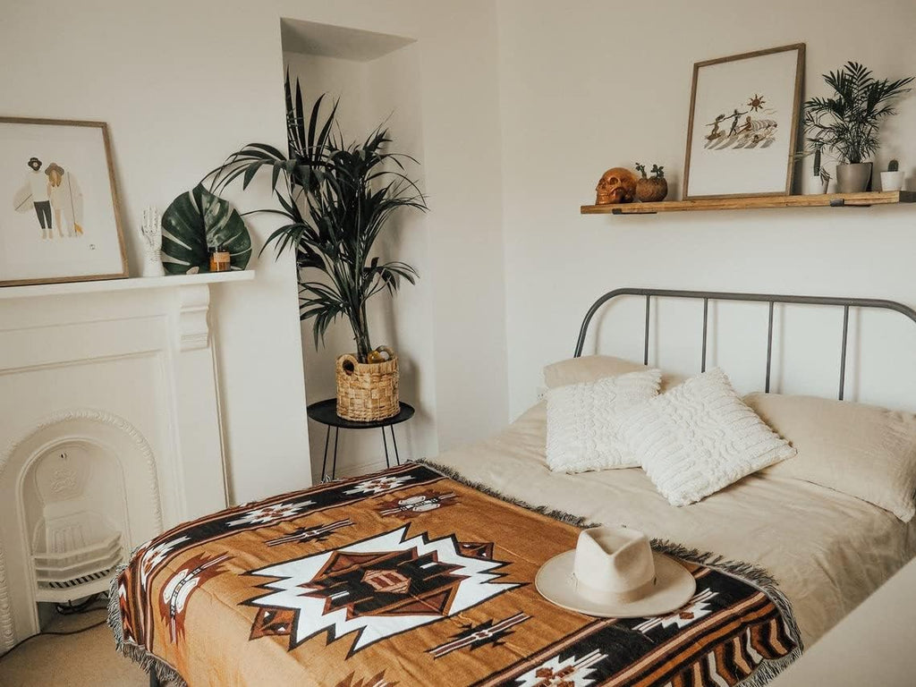 Aztec Throw Blanket Native American Blanket Southwestern Boho Decor Reversible Woven Tassels Mexican Blankets and Throws