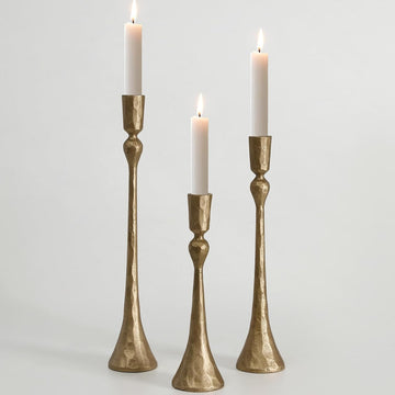 Vintage Cast Iron Taper Candle Holder - Set of 3 Decorative Candle Stand, Candlestick Holder for Wedding, Dinning