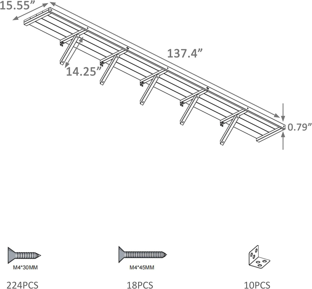Shelf Suitable for 12FT Wood Greenhouse, 137" Wooden Storage Shelf Kit Fit Multiple Greenhouse , Horticulture