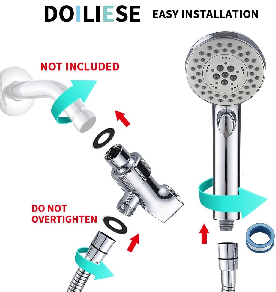 High Pressure Shower Head with Handheld Spray 6 Settings Hand Held Shower Head with On Off Switch and Spa Spray Mode