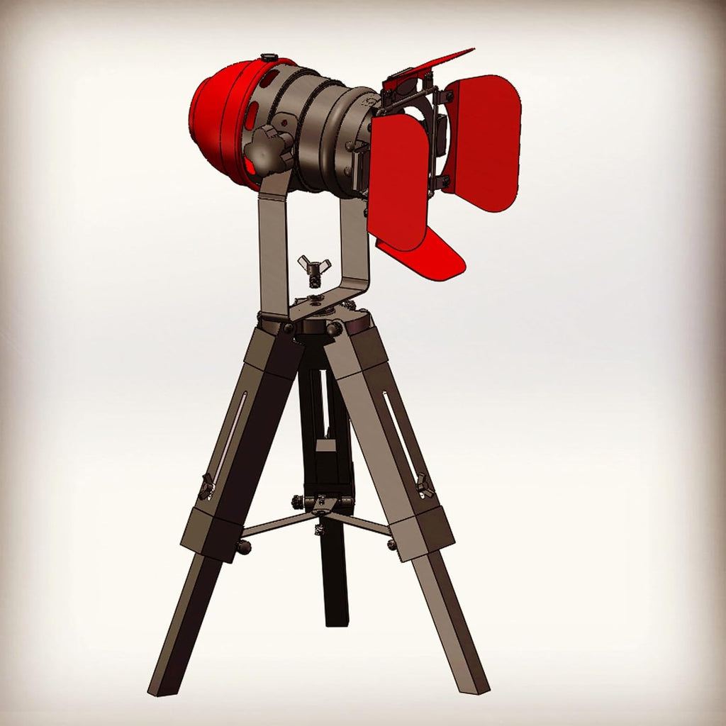 Vintage Black w/Red Retro Tripod Adjustable Table lamp,Nautical Teatre Retro Spotlight