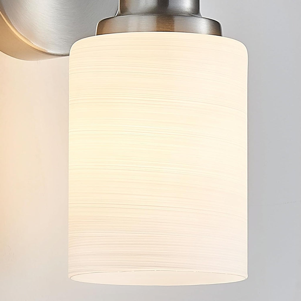 4-Light Brushed Nickel Vanity Lights for Mirror, Bathroom Light Fixtures with Textured Milky White Glass Shade