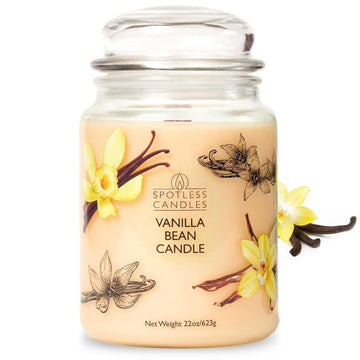 Vanilla Bean Candle 22oz: Upto 130 Hours Burn Time, Crackling Wooden Wick in Large Candle Jar with a Luxury Gift Box