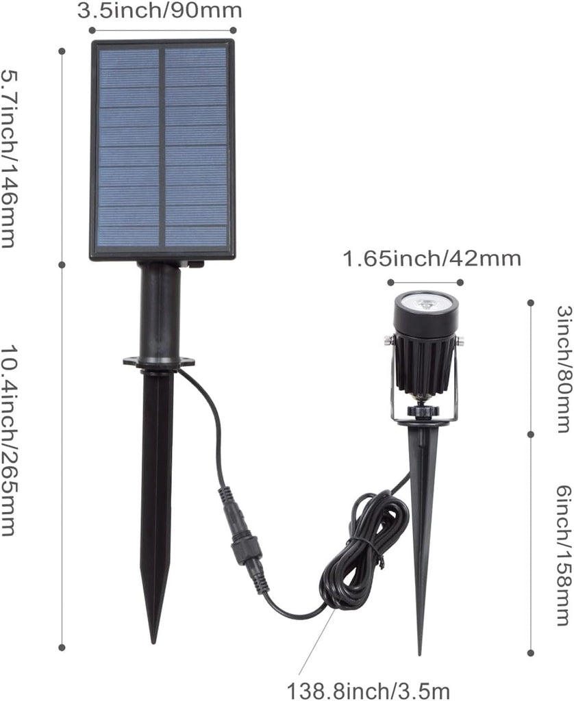 Solar Spotlights Outdoor Waterproof, Solar Landscape Spotlights, Solar Powered Spot Lights for Trees, Flag, Garden