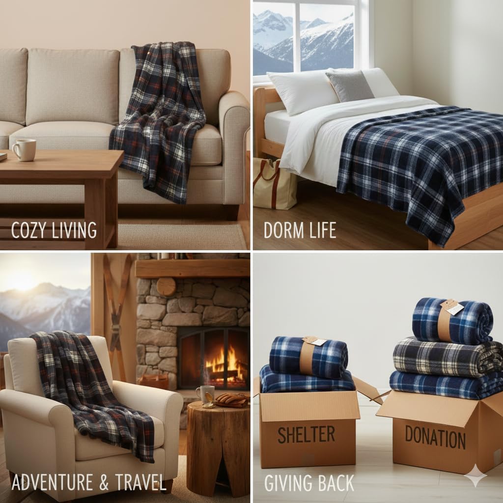 50x60 Throw Blankets, Plaid Fleece Throw Blankets, Chair, Pets, Outdoors
