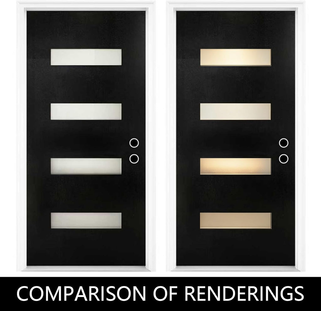 Modern 36 x 80 Fiberglass Entry Door with Frosted Glass, Contemporary Front Door for Home, Sturdy Pre-Hung Fiberglass