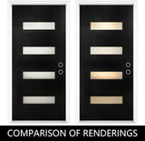 Modern 36 x 80 Fiberglass Entry Door with Frosted Glass, Contemporary Front Door for Home, Sturdy Pre-Hung Fiberglass
