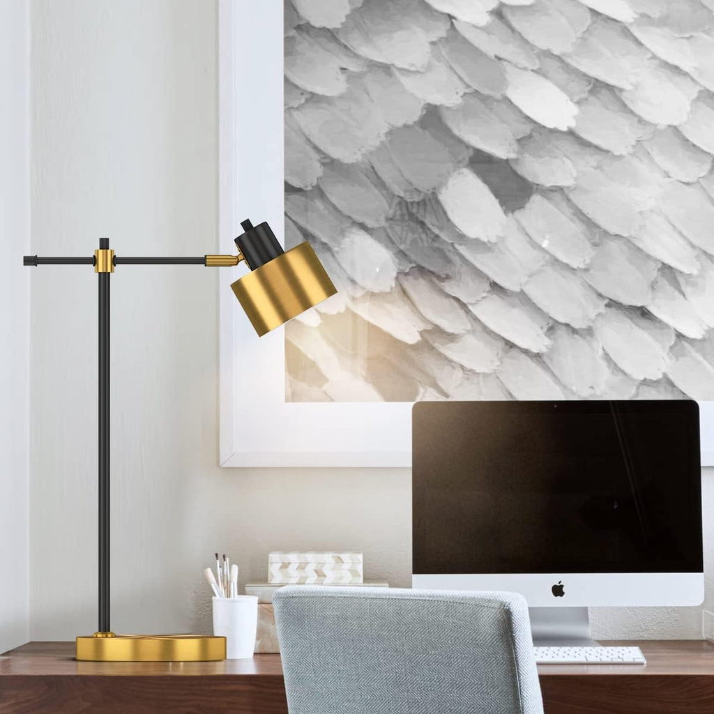 22.2" Modern Desk Lamp, Metal Table Lamp with LED Bulb, Adjustable Reading Lamps, Mid Century Task Lamp