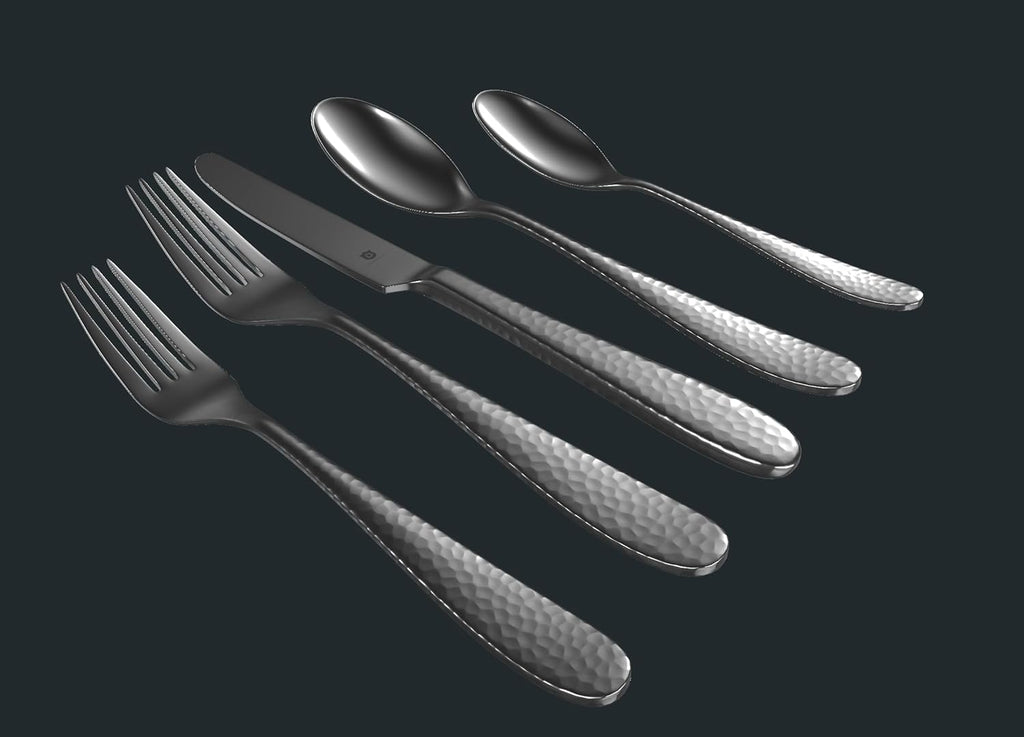 Hammered Silverware Set | Premium 18/10 Stainless Steel Flatware Service for 6 | Heavy-Duty & Dishwasher Safe | Built