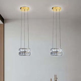 Led 7.8" Gold Ring Crystal Chandelier, Modern Dimmable Chandeliers Lighting and Hanging Adjustable, LED Round Ceiling Light Fixtures for Dining Room Living Room A122-B0D83L5W8Z