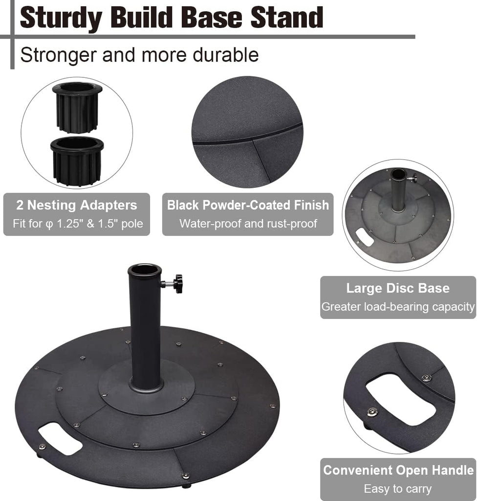 21 Inches Heavy Duty Metal Outdoor Patio Umbrella Base Stand Holder for 1-¼" or 1-½" Umbrella Poles, Black