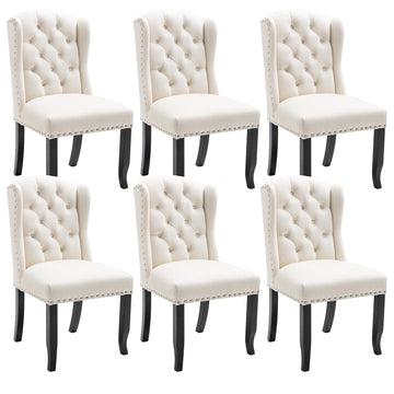 Tufted Dining Chairs Set of 6, Velvet Upholstered Dining Room Chairs Mid Century Modern Accent Chairs with Button