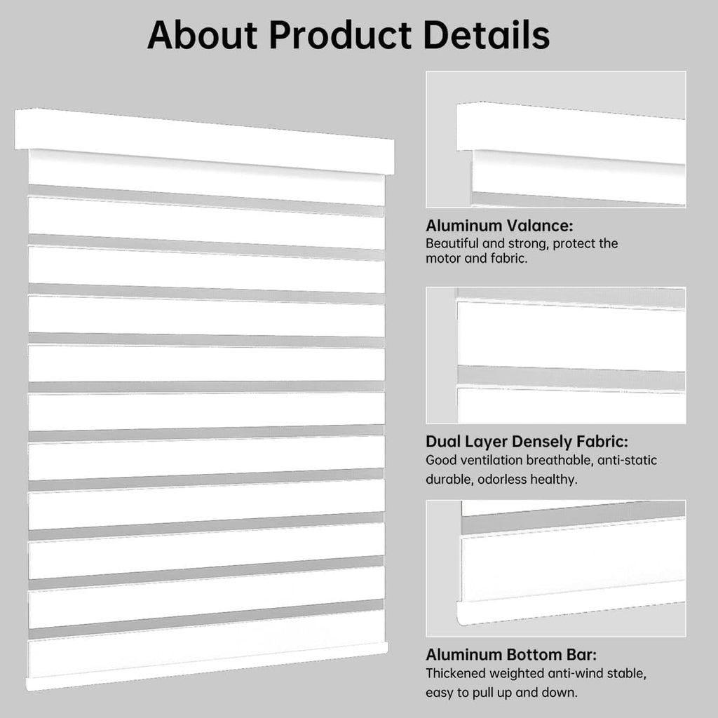 Motorized Zebra Blinds with Remote, Smart Dual Layer Shades Compatible with Alexa, Automatic Room Darkening
