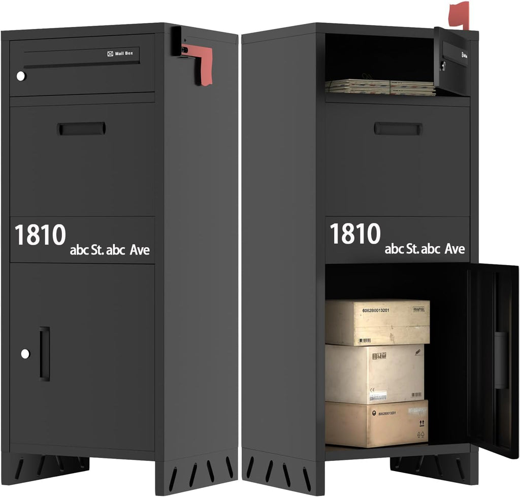 Package Delivery Boxes Drop Box Theft Mailbox with Custom Address Stickers,Assembly(14.5 * 17.5 * 43 in)