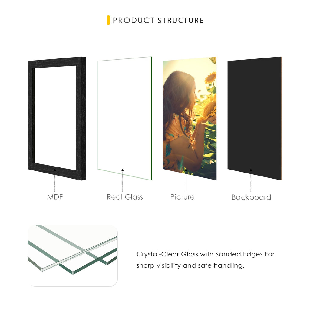 4x6 Collage Frame 10 Pack Glass Front Black Assembly Required