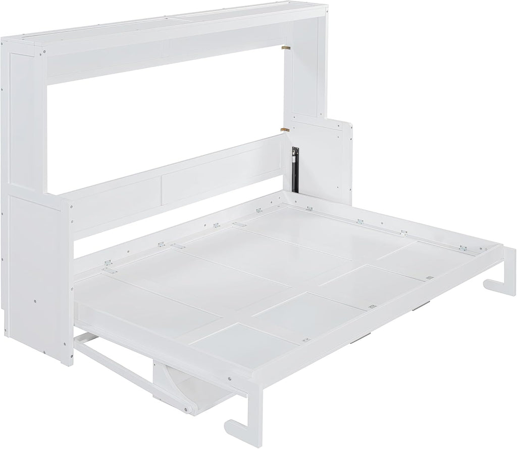 Queen Horizontal Murphy Bed with Desk, Murphy Bed can be Folded into a Cabinet, Hideaway Wall Bed Frame Space-Saving